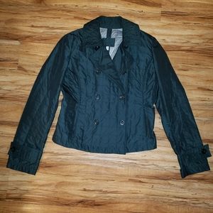 Armani black iridescent puffer pea coat